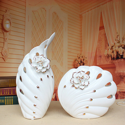 高溫玉瓷陶瓷工藝品 現代歐式寄花描金花瓶，點亮家居時尚